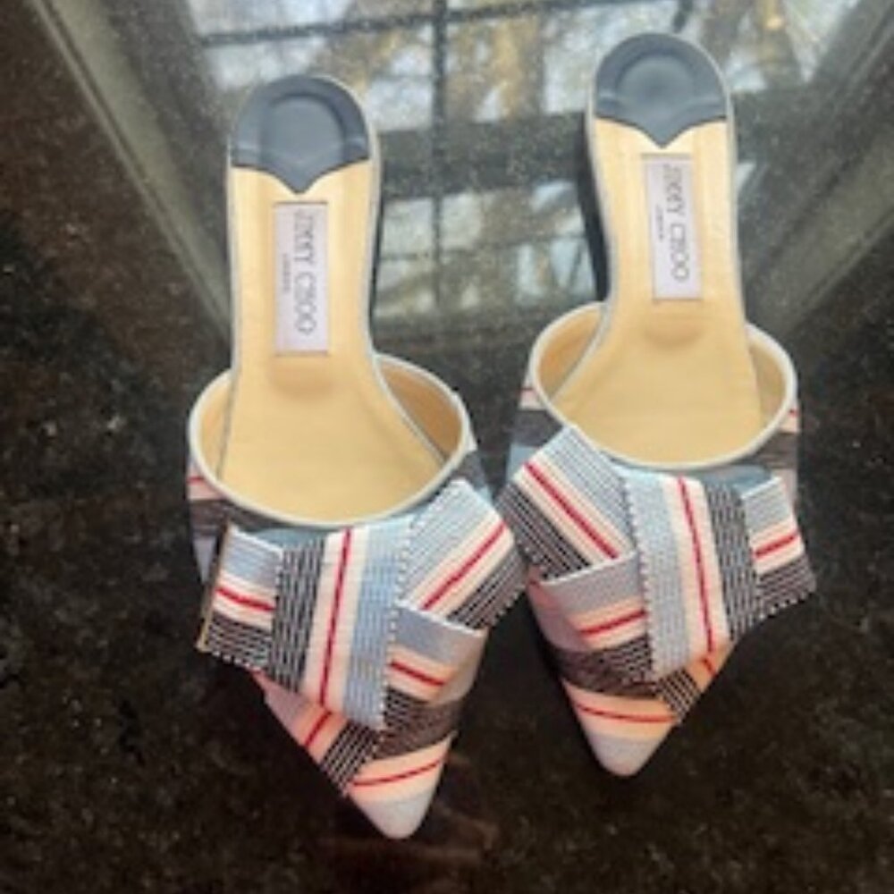 Jimmy Choo Mules Multi-stripe with Bow EU 39